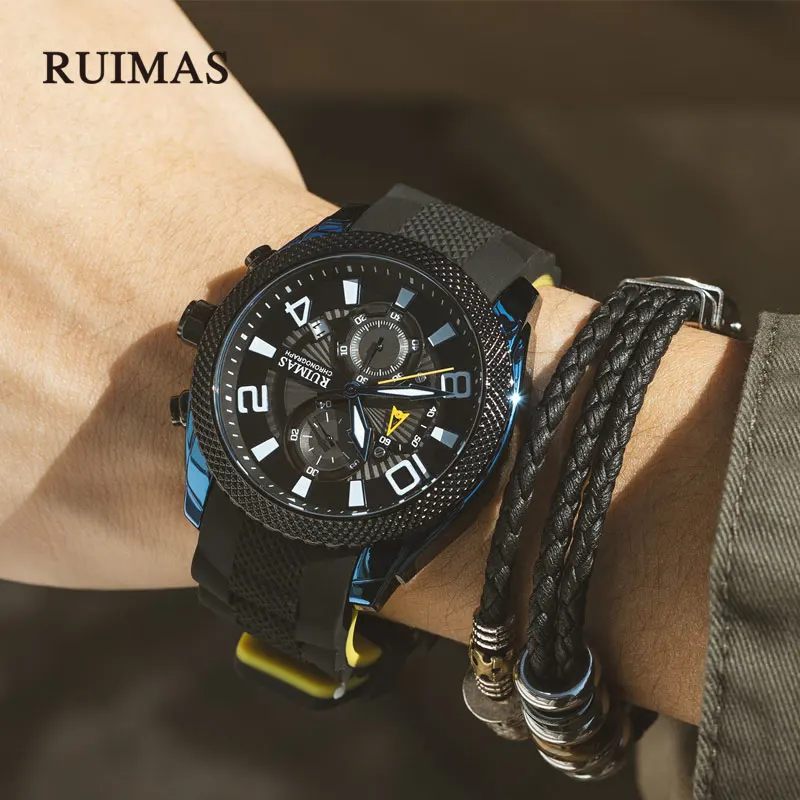 

RUIMAS Top Brand Luxury Men Watch Blue Business Military Water Resistant Chronograph Mens Quartz Watches Clock Relogio Masculino