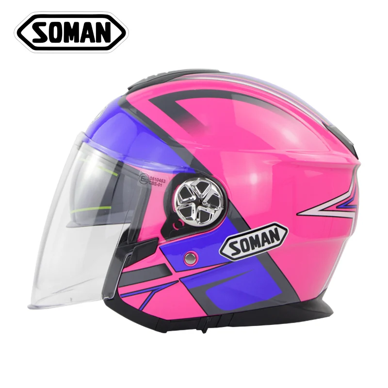 ECE утвержден 3/4 электрические шлемы Soman Moto rcycle шлем SM519 Ретро золотые линзы