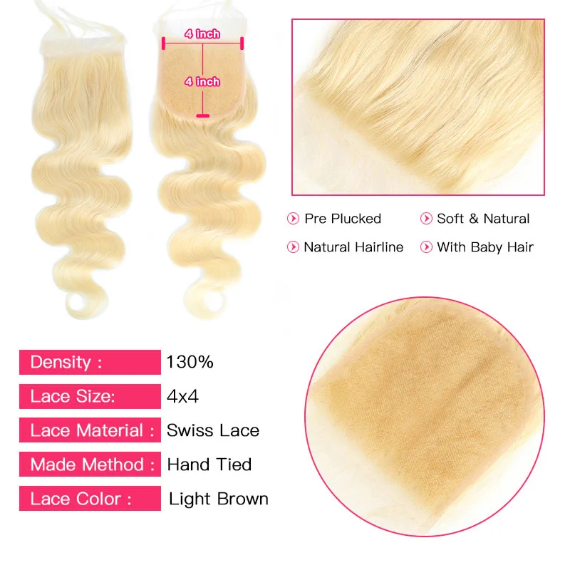 Facebeauty 5x5 верхнее кружевное закрытие блонд 613 Платина 8 22 дюйма Реми человеческие