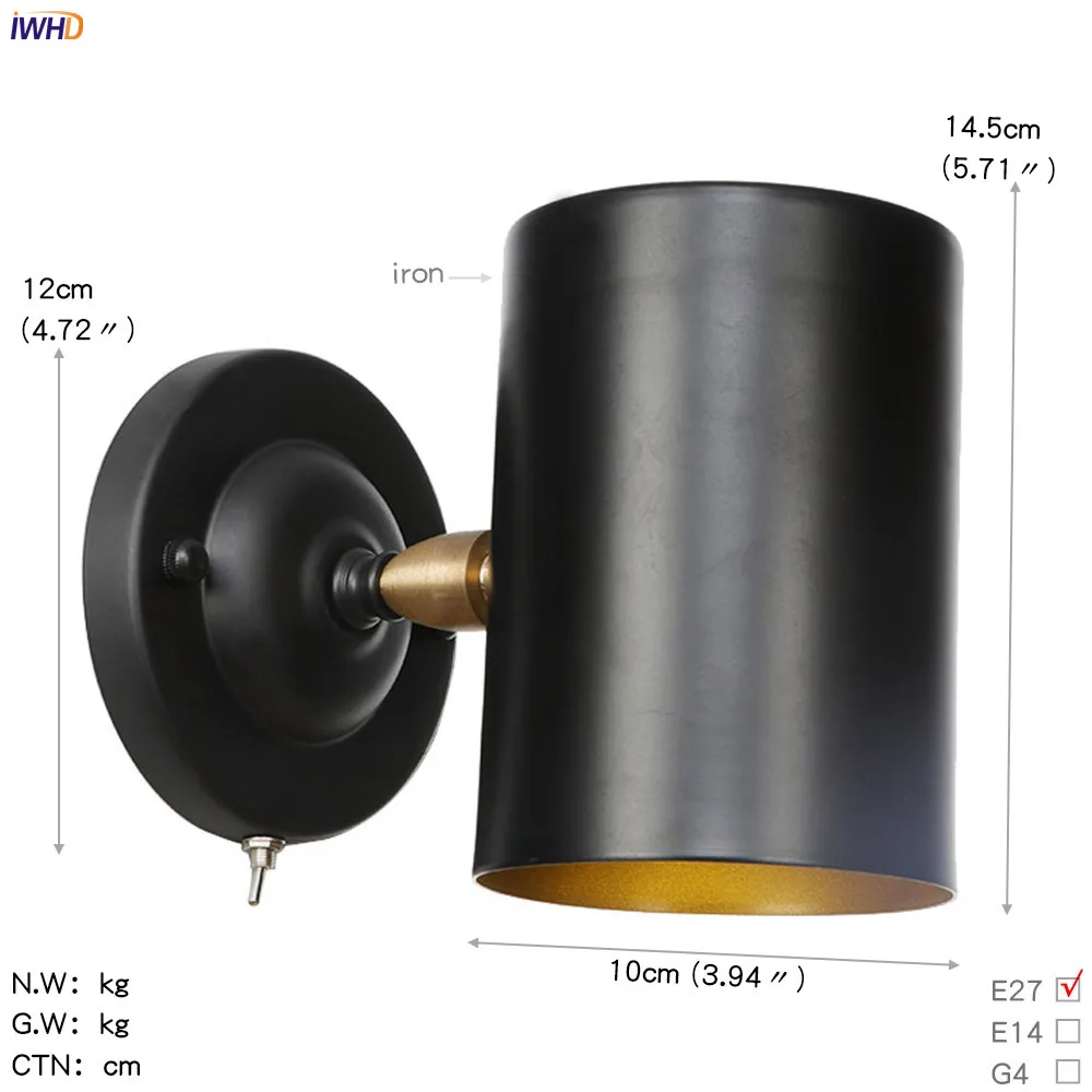 

IWHD RH Vintage LED Wall Lights Nordic Loft Style Mirror Light Simple Wall Lamp Retro Industrial Fixtures For Home Lighting