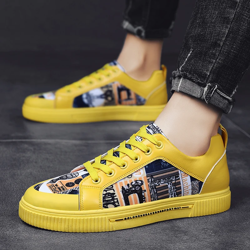 

Men's Running Shoes Women Shoes 2021 Fashion Graffiti PU Flat with Sneakers Spring/Autumn Casual Women Shoes Plus Size Colorful
