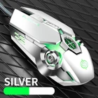 Игровая мышь Electronics Q7, 7 кнопок, USB, проводная, регулируемая, оптическая, 4000 DPI, белая, серебристая