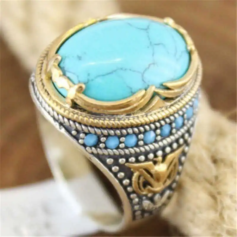 

Handmade Men Wholesale Size 6-12 Ring Jewelry VintageTurquoise Women