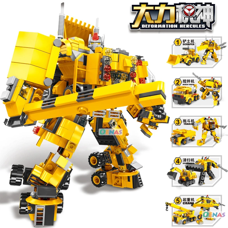 

5-in-1 vigorously Jishen Children Robot Toy Action Figure DIY Model Moc technic Educational Assembly Puzzle Toys for Children