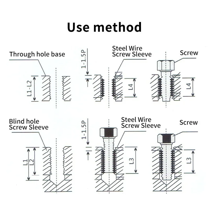 

60Pcs Silver M3-M12 Car Thread Repair Insert Kit Set Stainless Steel For Hardware Repair Tools