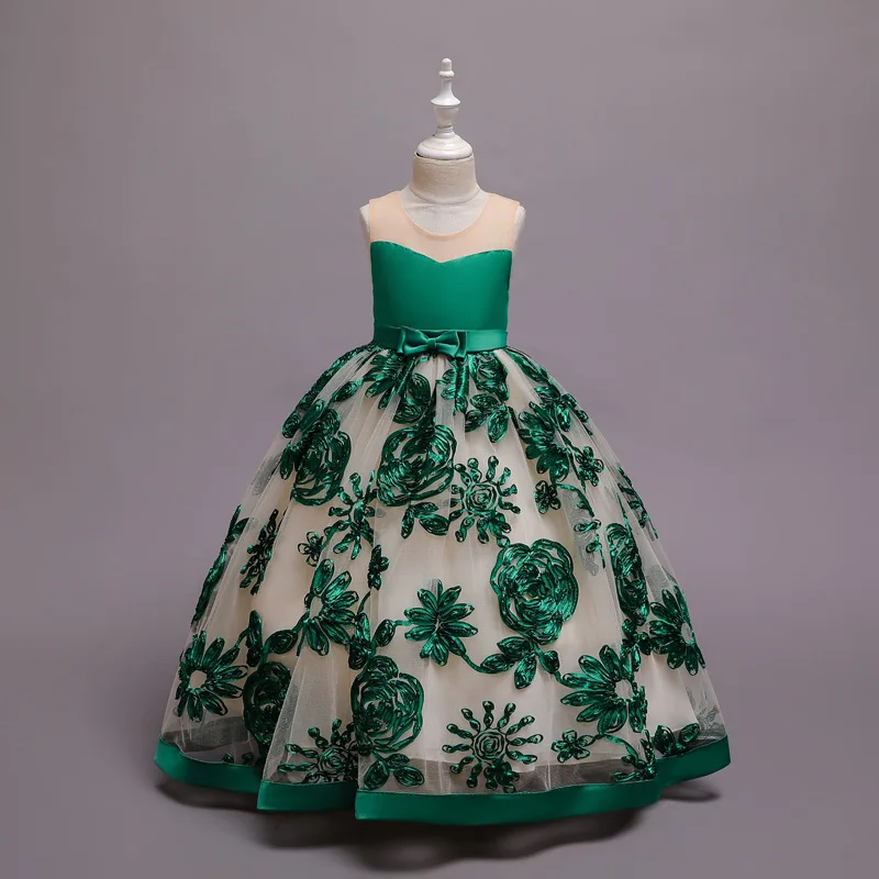 Платье принцессы новинка 2019 платье для девочек с бантом цветочным принтом