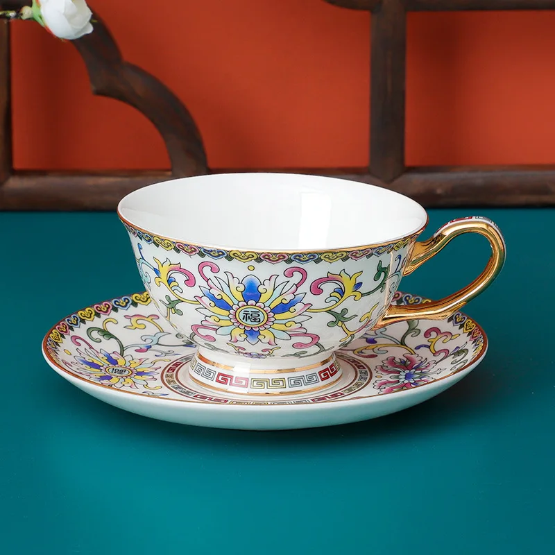 

Fashion Creative Flower Coffee Cup Vintage Cute Cup Mate Chinese Tea Set Royal Decorative Aesthetic Tazas Espresso Mug EH50CC