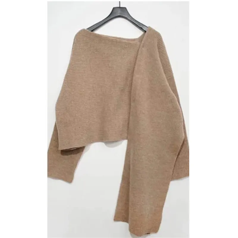 Alien Kitty 2019 Chic Early Autumn Lazy Style Irregular Feminine Solid Pullovers Knitted Fashion Brief Loose All-Match Sweaters | Женская