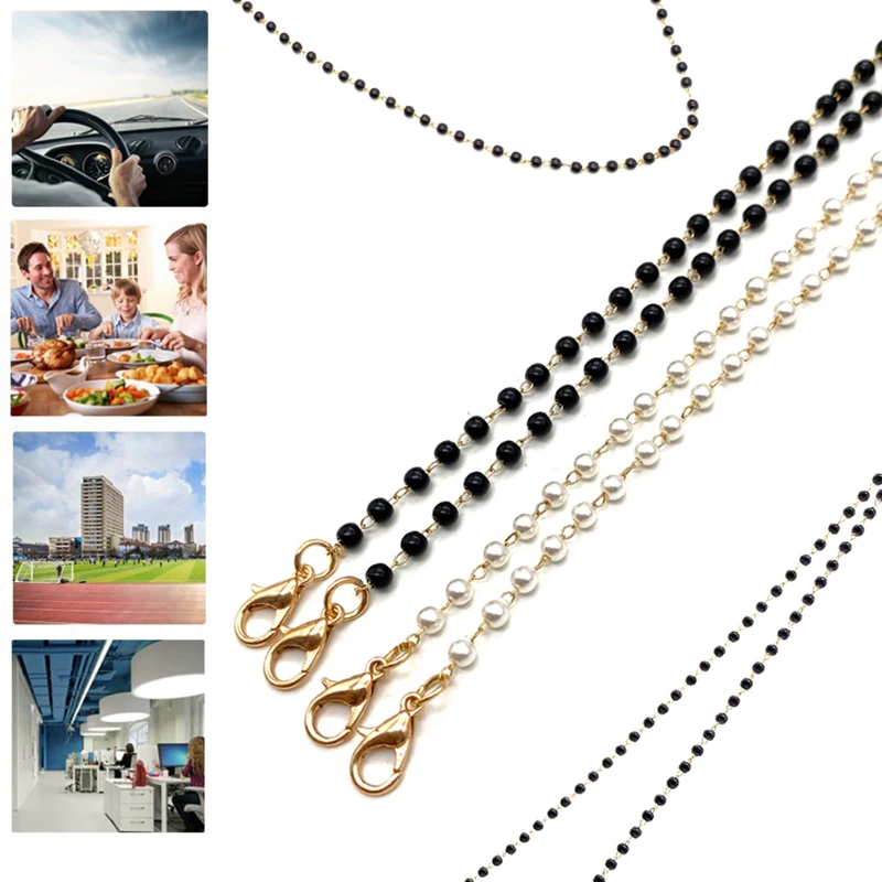 

Mask Holder Fashion Pearl Beaded Chain For Mask Girls Glasses Chains Lanyards Neck Strap Belt Buckle Eyeglasses Cord Holder Hot