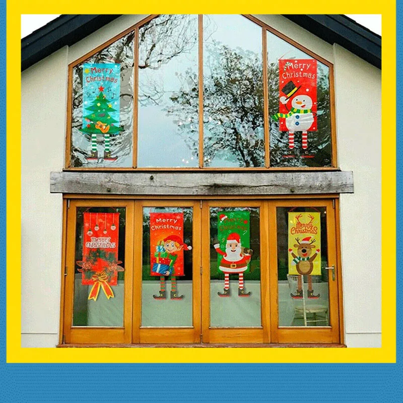 

Merry Christmas Banner Santa Claus Flag Ornament Door Window Hanging Xmas Decor M8617