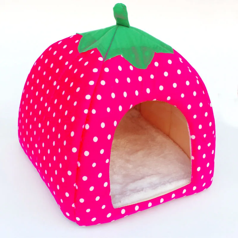 Мягкая яркая палатка в виде клубники модная тёплая кровать для щенка домик