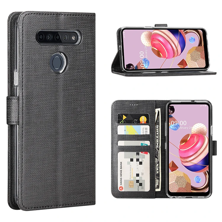 

New Flip Magnetic Case For LG K51S Premium Cloth Wallet Stand Book Phone Cover 3 Color Magnetic Full Cover Phone Case