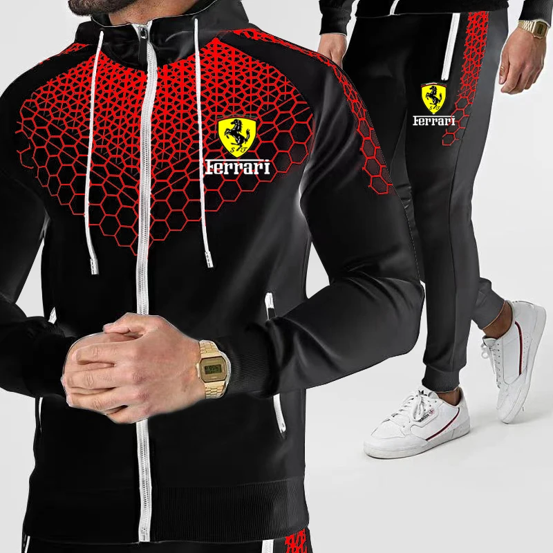 

Men Casual Sets 2021 Winter New Brand Splice Jogger Tracksuit Zipper Hoodies+Pants 2PC Sets Men's Sportswear Sport Suit Clothing