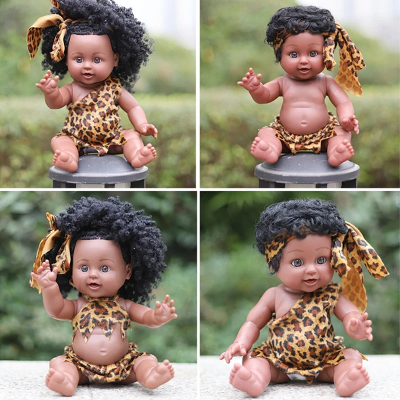 

35cm Black Doll African Girl Lifelike Babies Play Dolls Lifelike Fashion Toy for Kids Birthday Christmas Gift