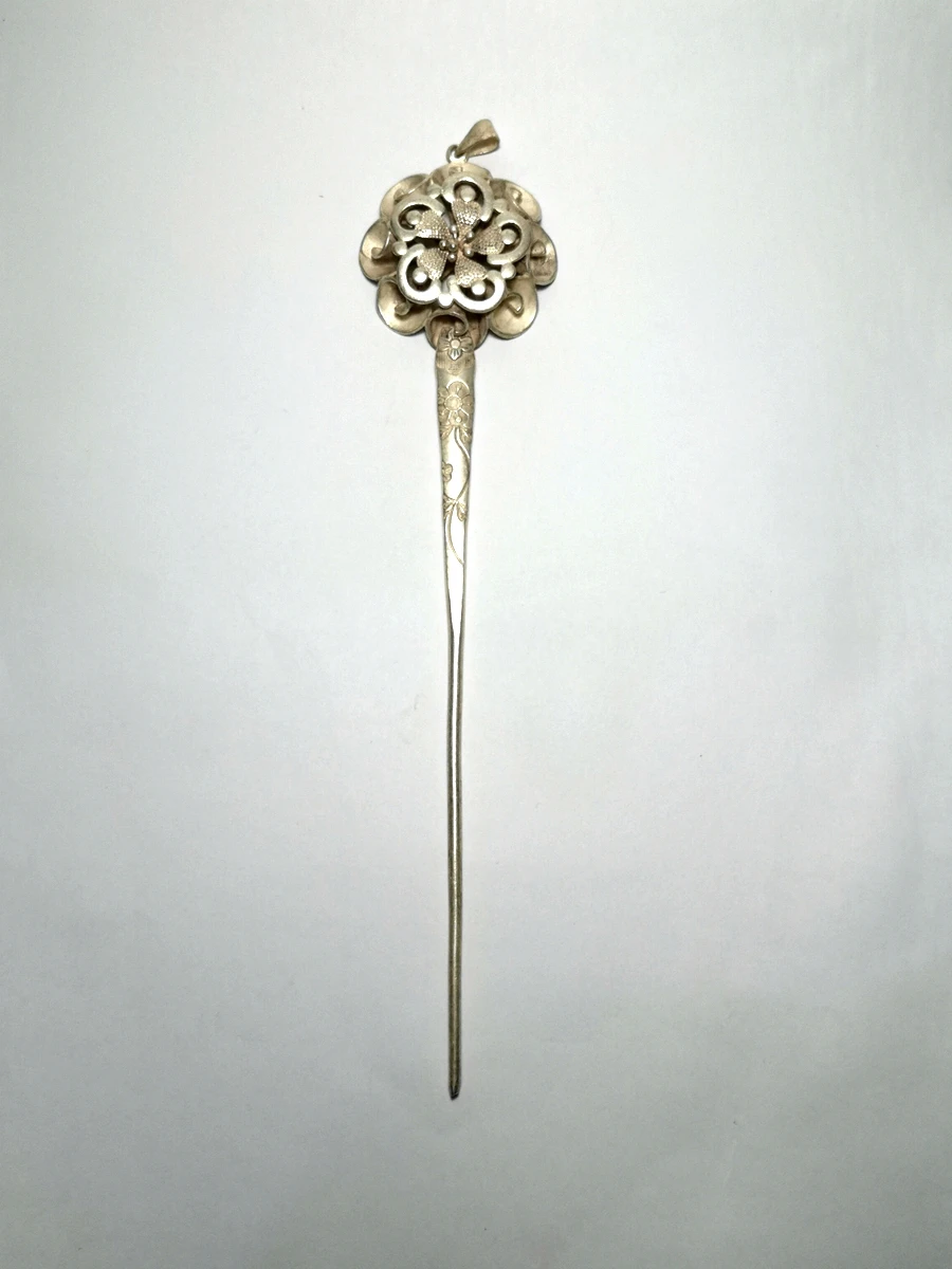 

YIZHU CULTUER арт коллекция Старый китайский Тибетский серебристый Hand-made инкрустация нефрита заколка в виде рыбы украшение для волос в подарок