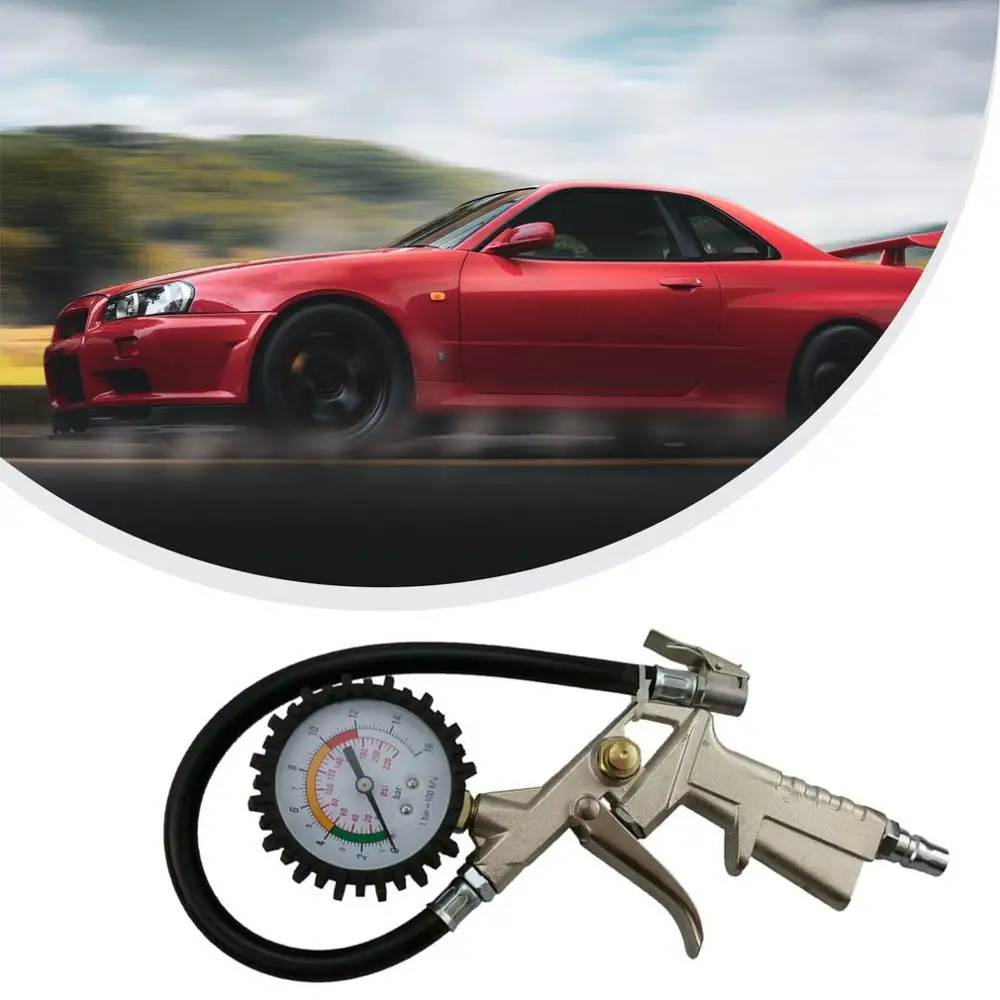 

Multi-Function Inflator Car Tire Pressure Gauge Inflation Monitoring Dial Inflatable Meter Aluminum Alloy
