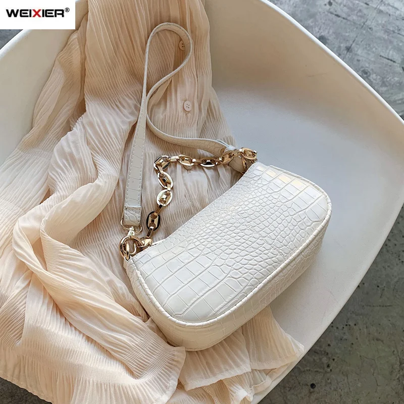 

Женская сумка, модные сумки через плечо из искусственной кожи с имитацией под кожу крокодила для женщин, дизайнерский кошелек с цепочкой 2020
