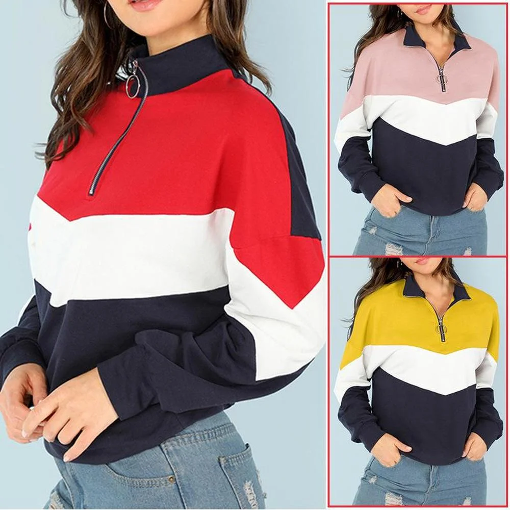 ZOGAA Stitching long-sleeved sweater ladies