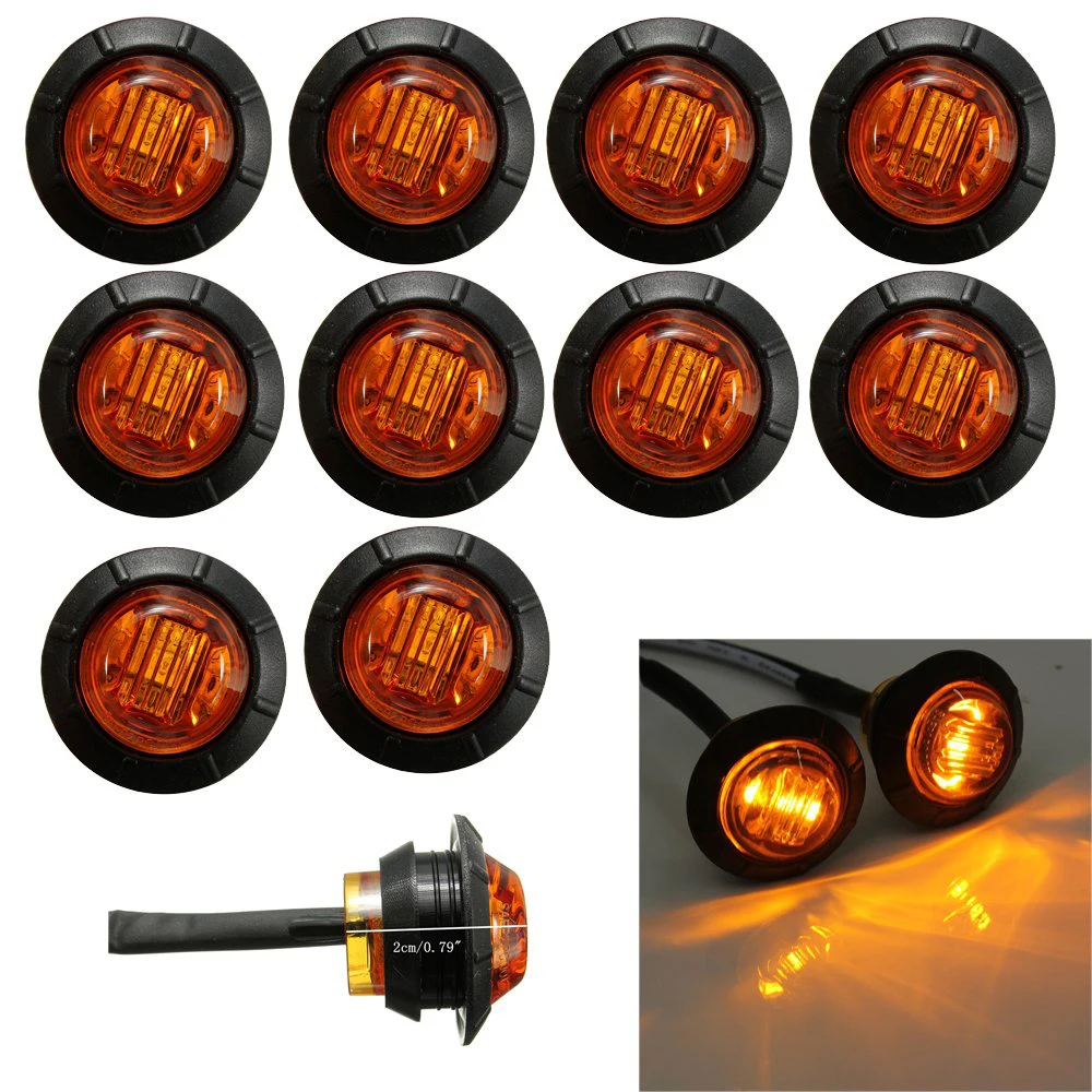 10 шт./компл. 12V 3/4 &quotмини черный копченый янтарь пятно боковые габаритные огни
