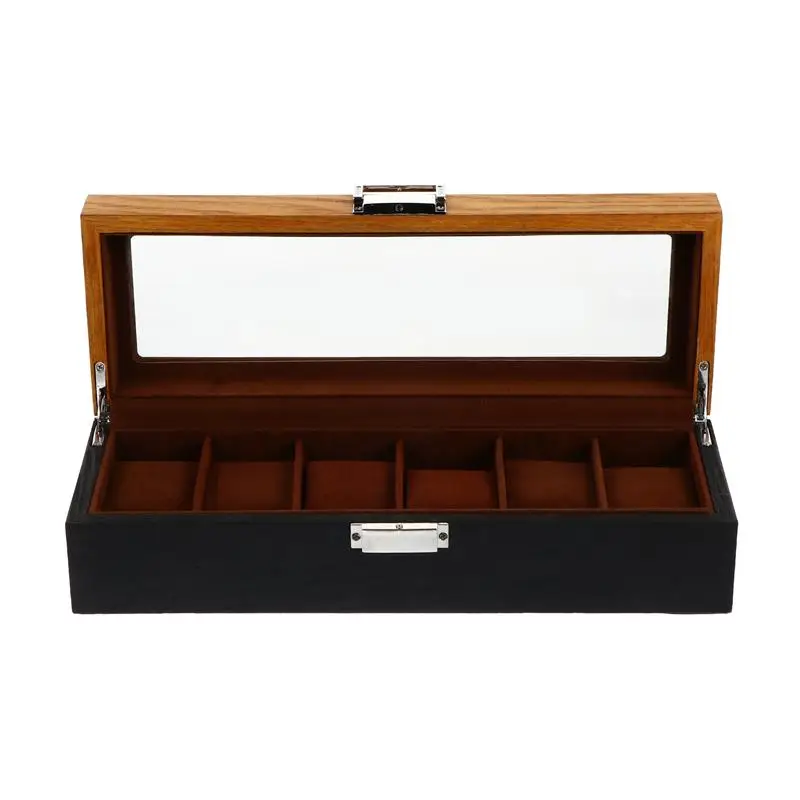 6 Slots Retro Wood Watch Display Box Organizer Black Top Wooden Case Fashion Storage Packing Gift Boxes Jewelry | Наручные часы