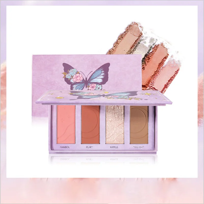 

4 Color Highlight Powder Blush Matte Repair Facial Contour Makeup Palette Waterproof Lasting Brightening Glitter Makeup Tool