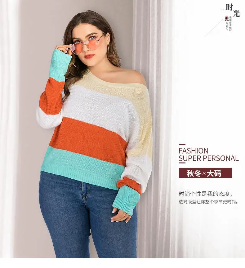 

XL-4XL Spring Autumn Large Size Sweaters Women Sexy Pullover Plus Size Sweater Tops Loose Knitted Sweater Big Size Pullovers