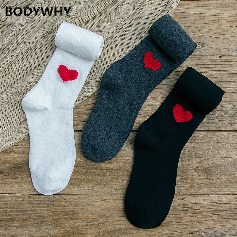 Sexy Stocking Female 2 Pairs Women Knitted Warm Thigh High Over The Knee Socks Fashion Heart Embroidery Ladies Solid Stockings
