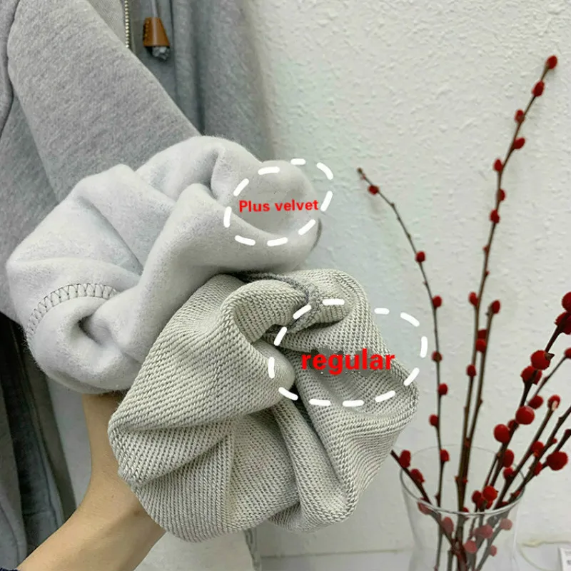 

Women Basic Jackets Ins Fashion Thickening Kangaroo Pocket Coat Winter Warm Zip-up Casual Loose Solid Female Hooded Tops Ulzzang