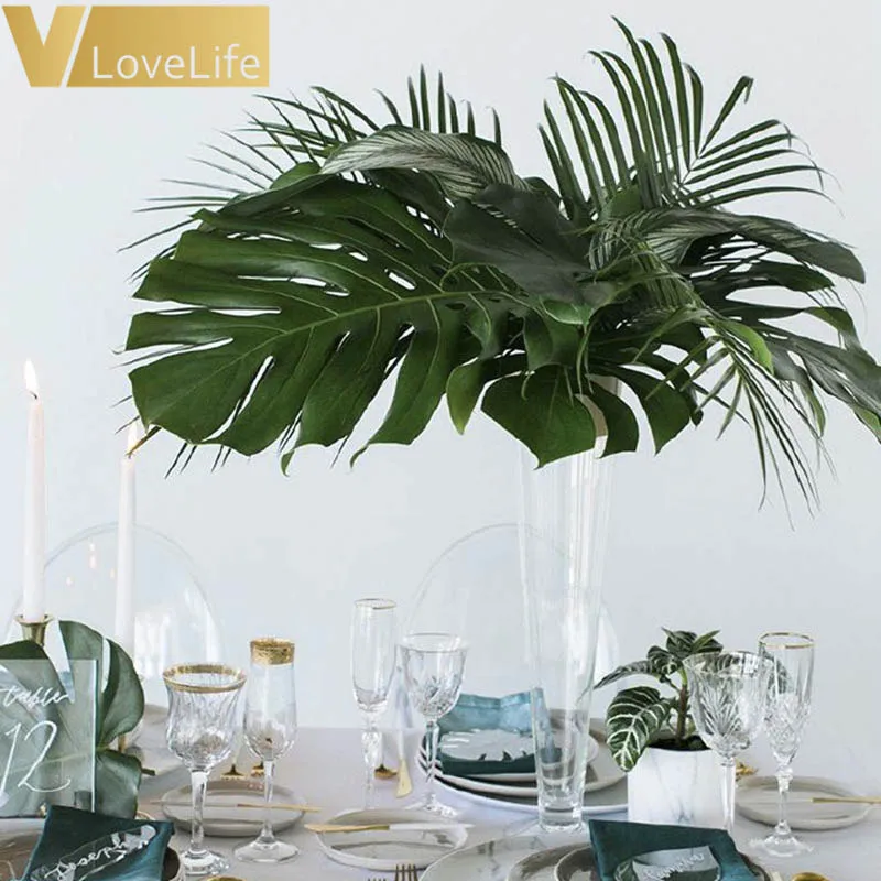 12 шт. большие искусственные листья в форме листьев монстра зеленые растения для