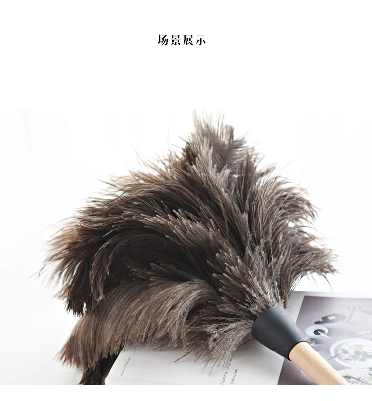 

Anti-Static Ostrich Feather Fur Brush Duster Dust Cleaning Tool Wooden Handle