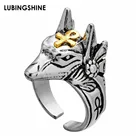 Кольцо унисекс в стиле панк анубис, с крестом в виде зверя, золотого цвета