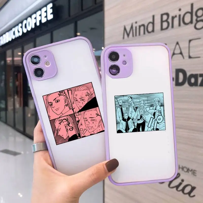 

tokyo revengers Phone Case For iPhone 12 11 Mini Pro XR XS Max 7 8 Plus X Matte transparent Purple Back Cover