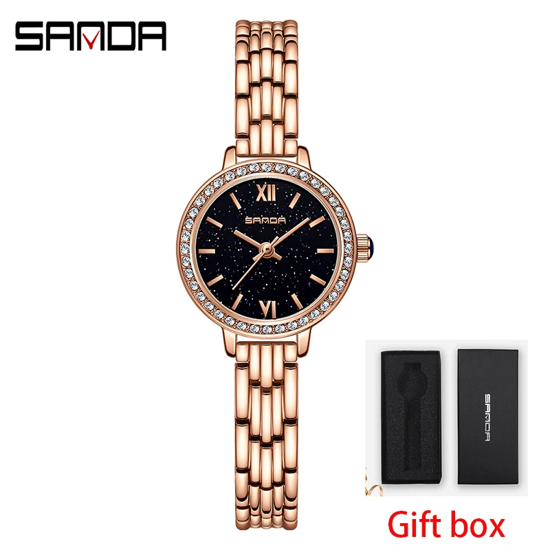 

SANDA Luxury Crystal Women Bracelet Watches Top Brand Fashion Diamond Ladies Quartz Watch Steel Female Wristwatch Montre Femme
