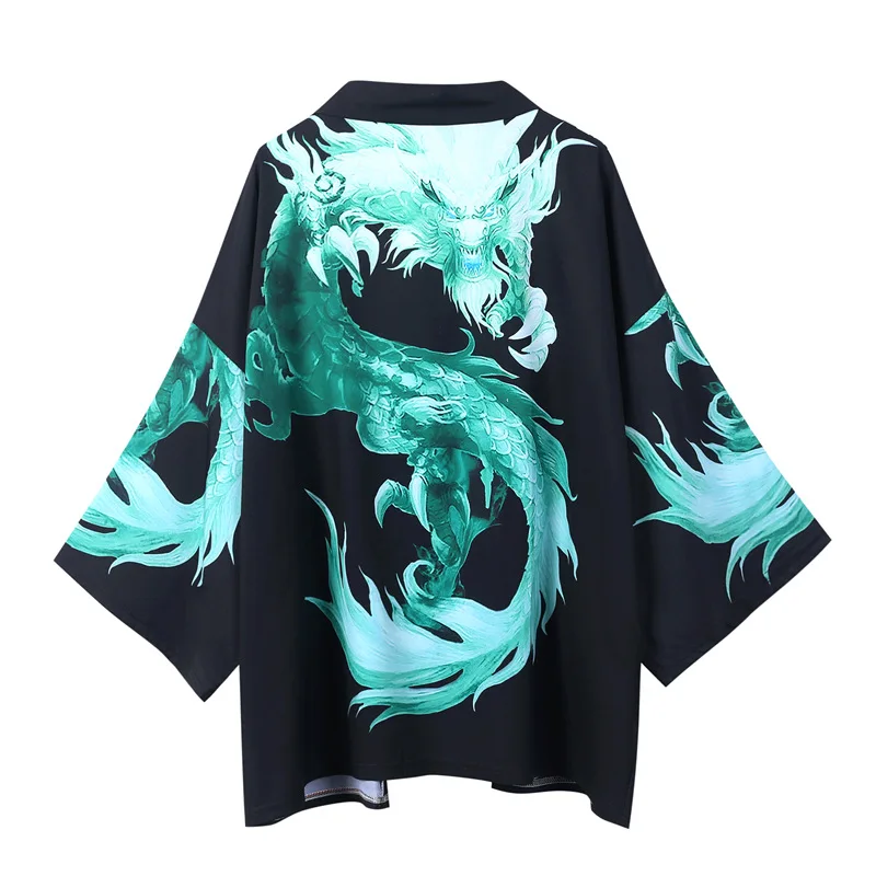 Женский кардиган в стиле Харадзюку летнее кимоно с принтом карпа свободная