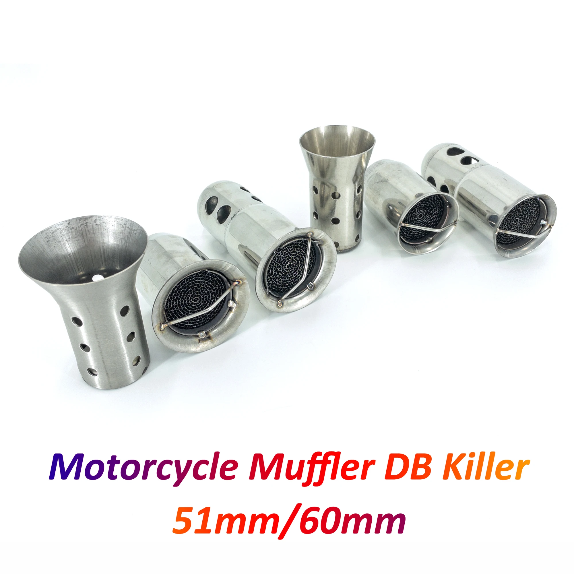 

51mm 60mm Motorcycle Exhaust Pipe DB Killer Front Catalyst Universal Muffler Silencer Removable for Yamaha Honda Kawasaki Suzuki