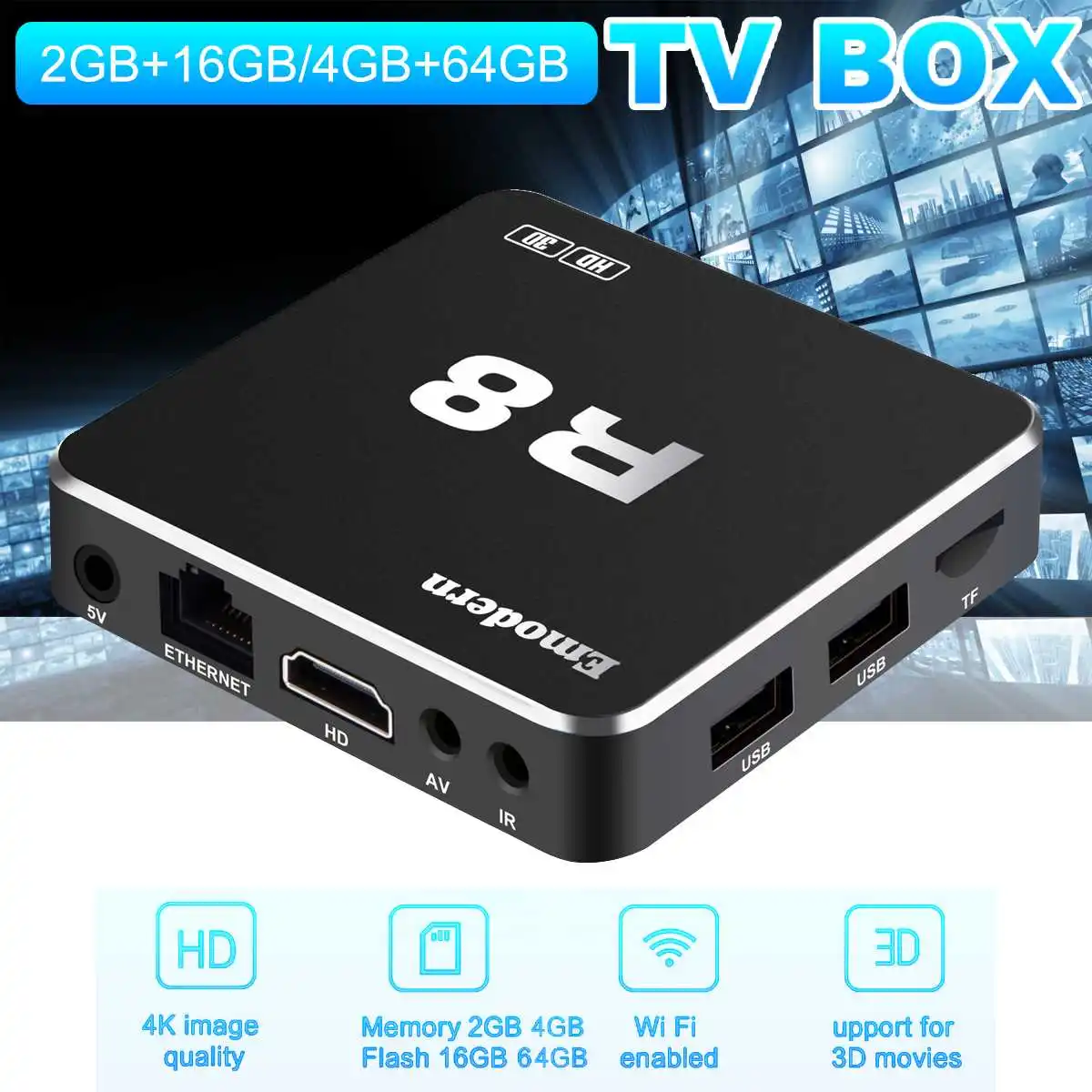 

ТВ-приставка с поддержкой Android 10,0, R8, 4K
