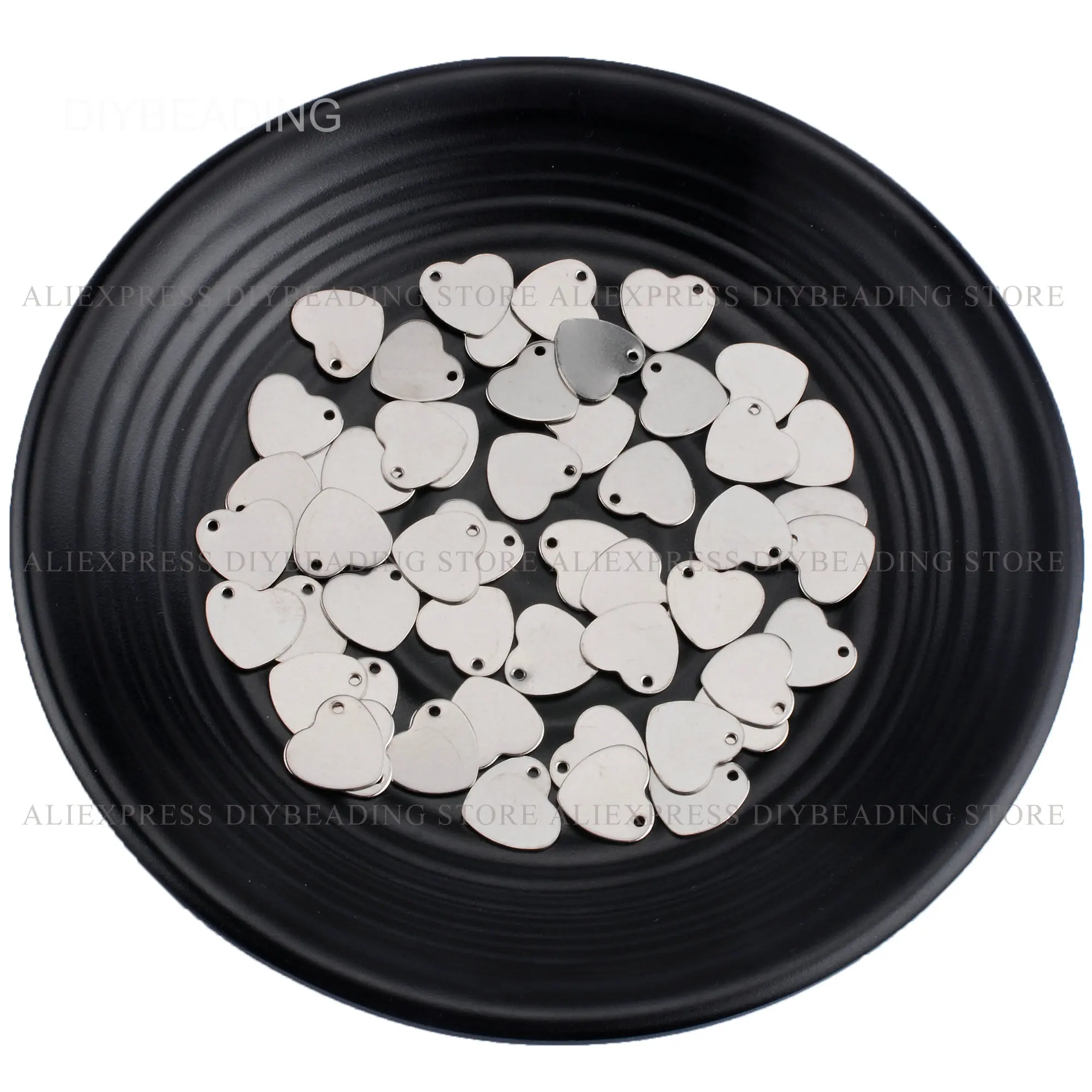 

50-1000 Pcs Stainless Steel Heart Stamping Blanks/ Love Heart Shape Engraving Tag/ Smooth Plain Lots Heart Pendant with 2 Holes