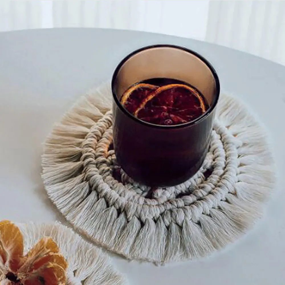 Новинка плетеный коврик для стола подставки ковер ручной работы макраме