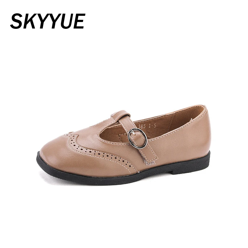 Весенняя детская обувь с перфорацией типа броги Обувь принцессы на плоской