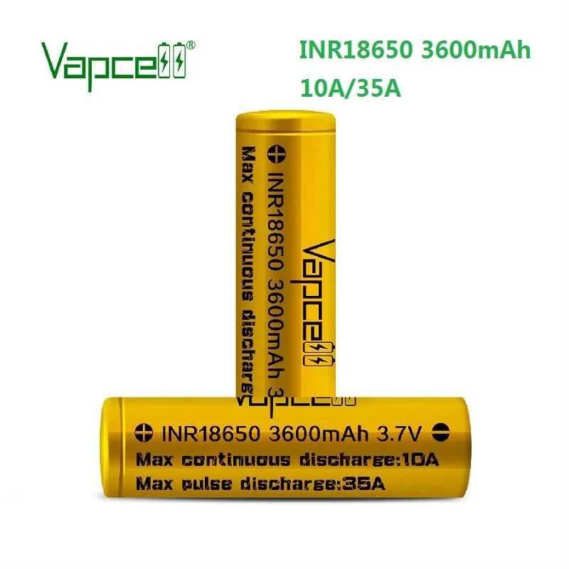 Бесплатная доставка аккумулятора Vapcell inr18650 3600mAh 10A / 35A высокой емкости 3,7 В 18650 Li-ion.