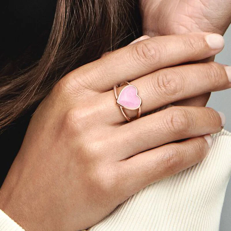 

Pink Swirl Heart Statement 925 Sterling Silver Ring Sparkling Crown Daisy Flower Trio Ring Women Engagement Anniversary Jewelry