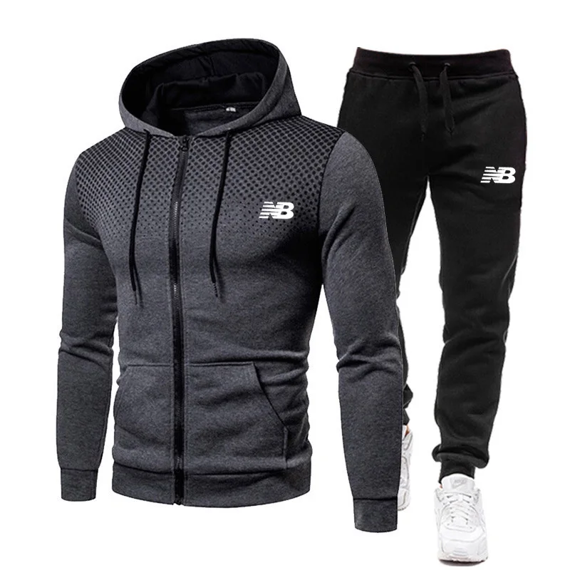 

2021And winter new sweater zipper hoodie mens sports suit fashion fitness leisure running brand two-piece suit Basketball sweate