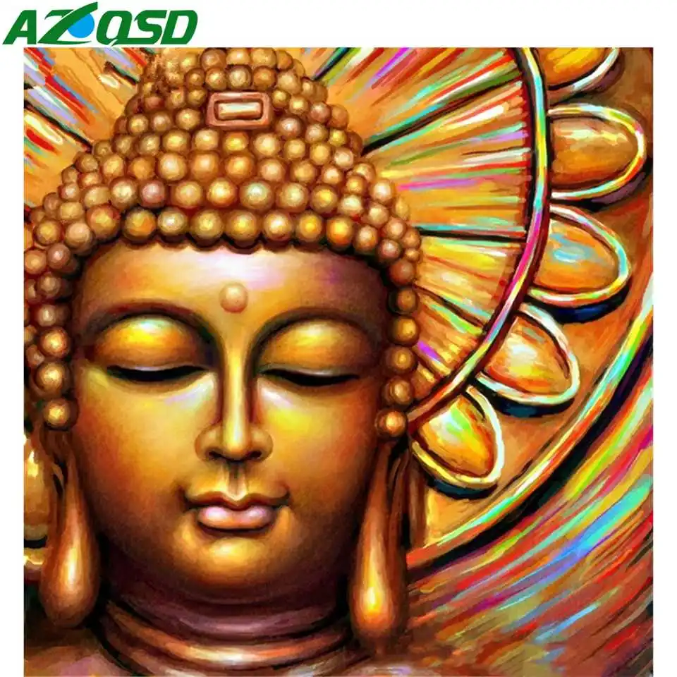 AZQSD Алмазная вышивка Будда религия картина полный квадратный значок Стразы