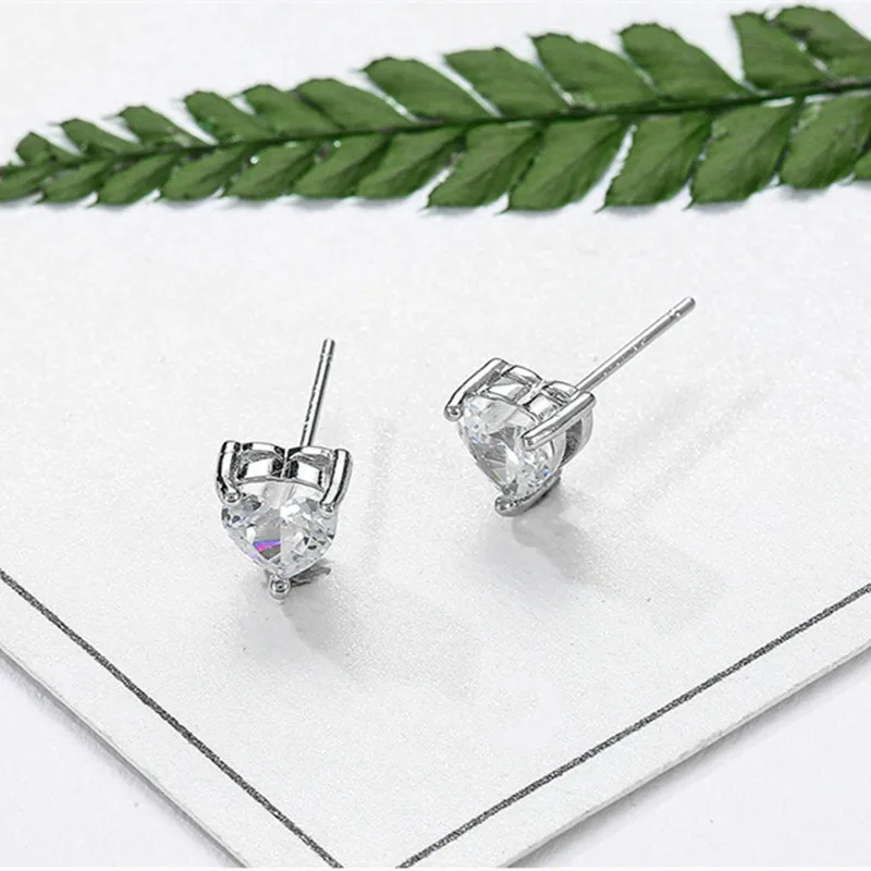 925 пробы серебряные серьги в форме сердца циркониевые когти инкрустированные