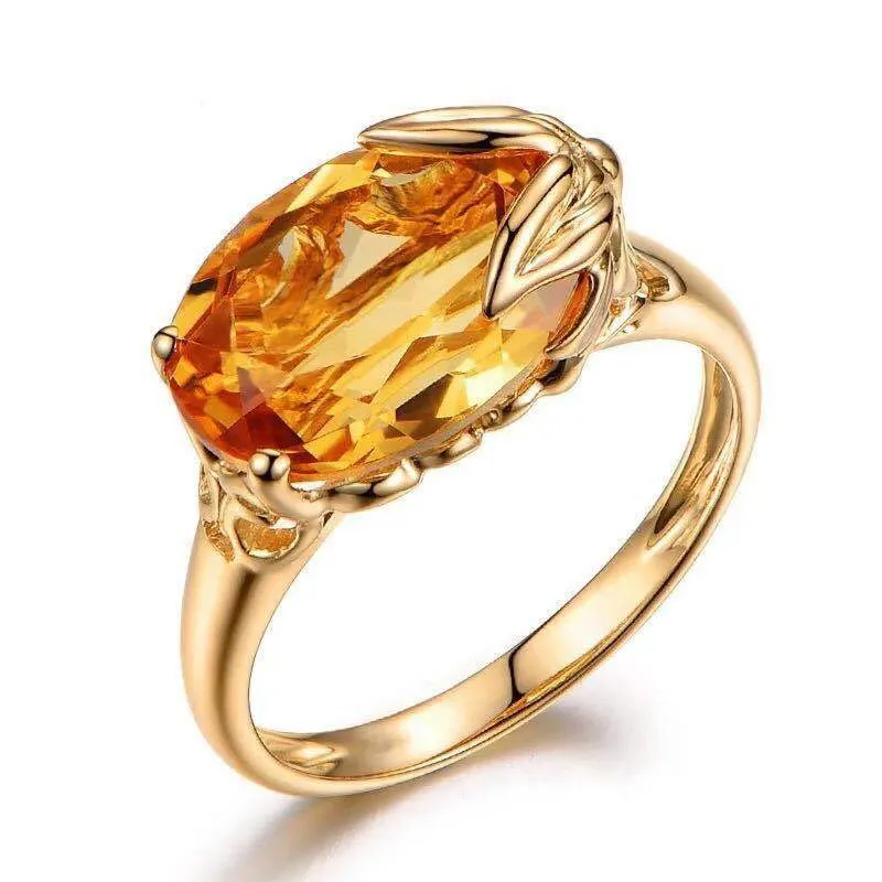 

Temperament Simple Gold Color Big Zircon Ring Easy To Wear For Women Fashion Party Jewelry Birthday Anniversary Gift