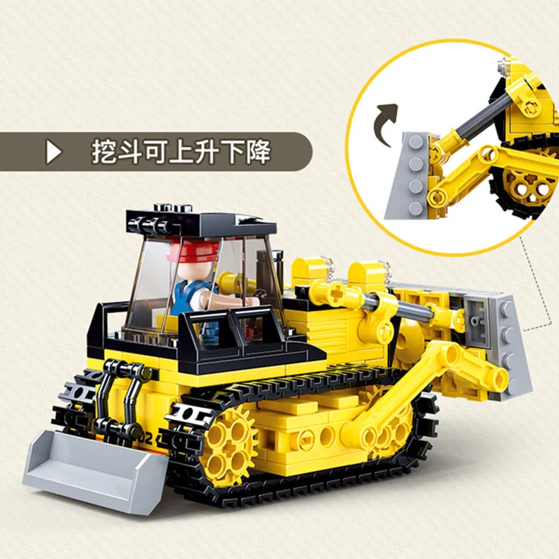 231PCS Sluban Building Blocks 0802 Construction Machinery Bulldozer Forklift Assembly Model Boy Assembling Toy Gift | Игрушки и хобби