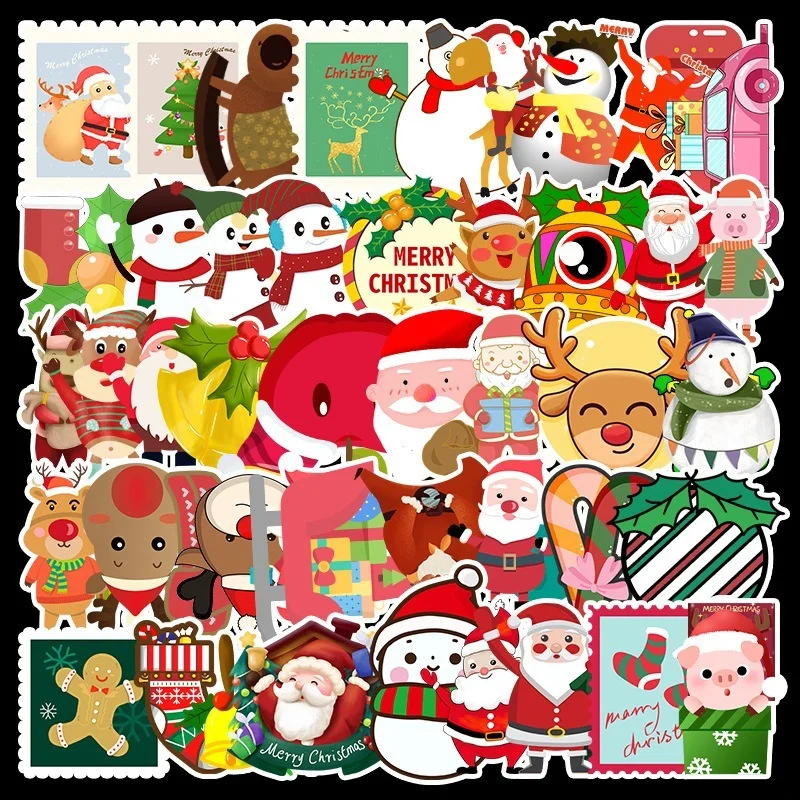 

50 Pcs/Set Merry Christmas Stickers Cute Santa Claus Decorative Stickers for Kids DIY Scrapbooking Diary Stationery Sticker Toys
