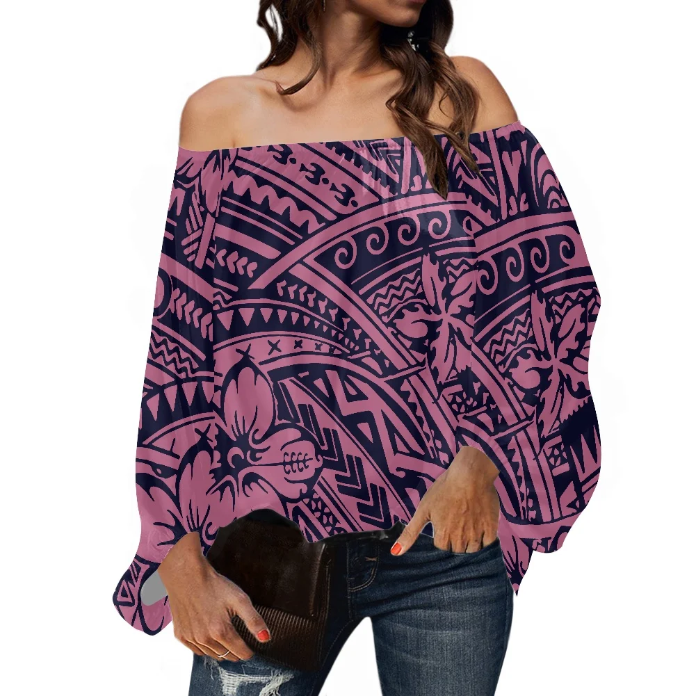 2022 винтажная блузка женский короткий топ с длинным рукавом полинезийский