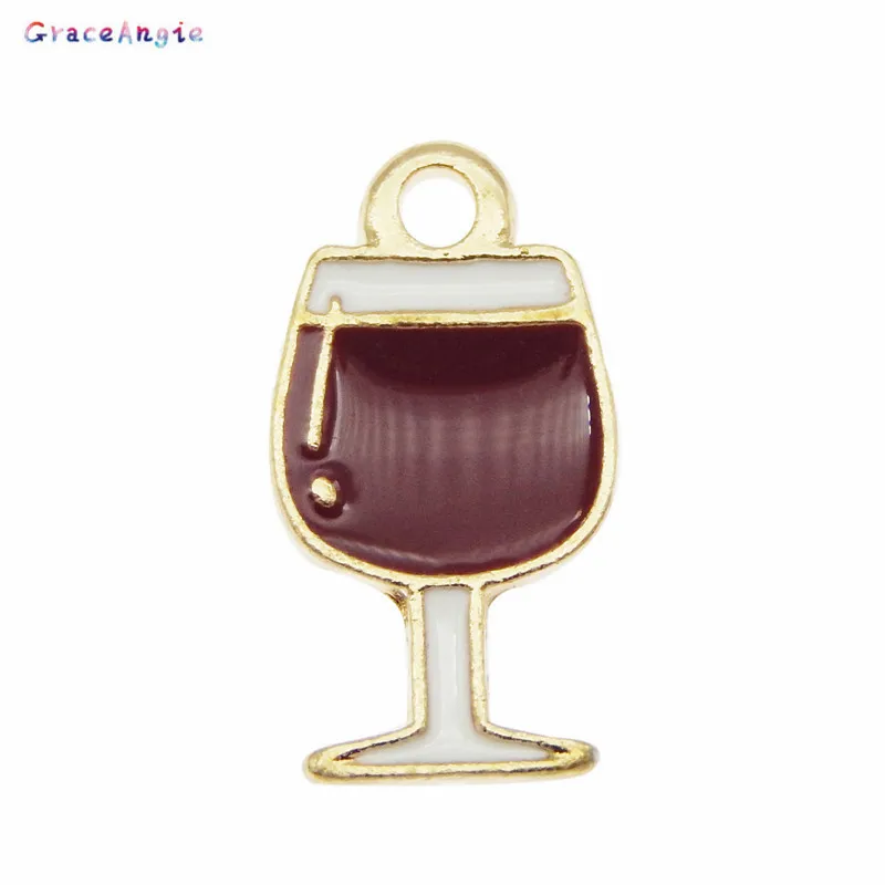 10pcs/lot Kawaii Enamel Goblet Jewelry Findings - GraceAngie Red Wine Glass Earring Charms, Bracelet Keychain & Small Pendant in Alloy image 2