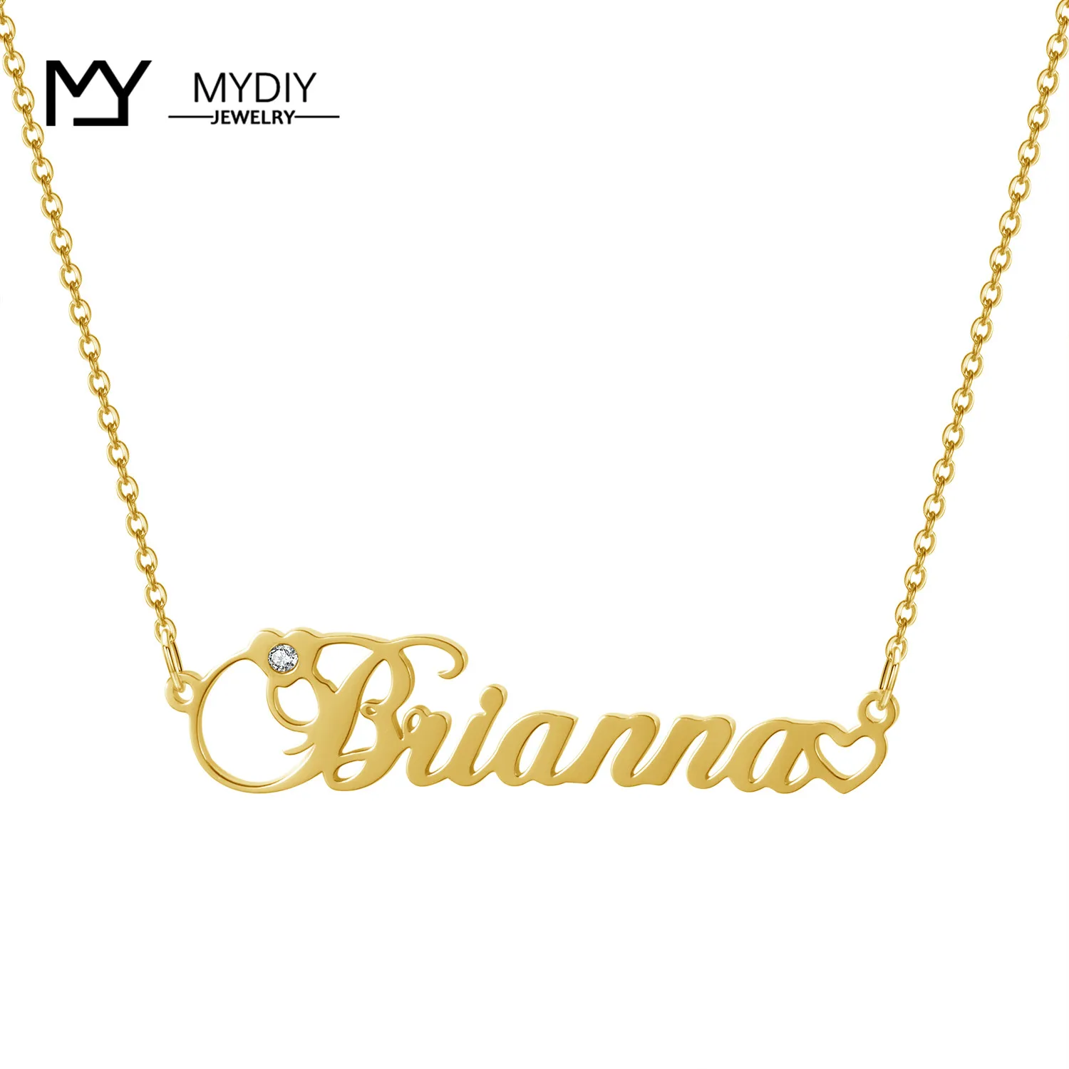 925 Sterling Silver Custom Name Month Birthday Stone Necklace Simple Pendant Personalized Necklace Lady Heart-Shaped Jewelry